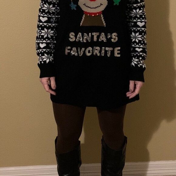 Santa's Favorite Rudolph Knit Hoodie Sweater (or size small sweater dress) - Picture 8 of 8